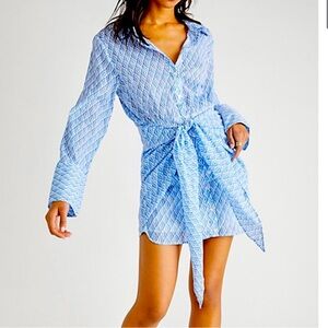 Free People Rillo Blue Shirt Dress size S/P